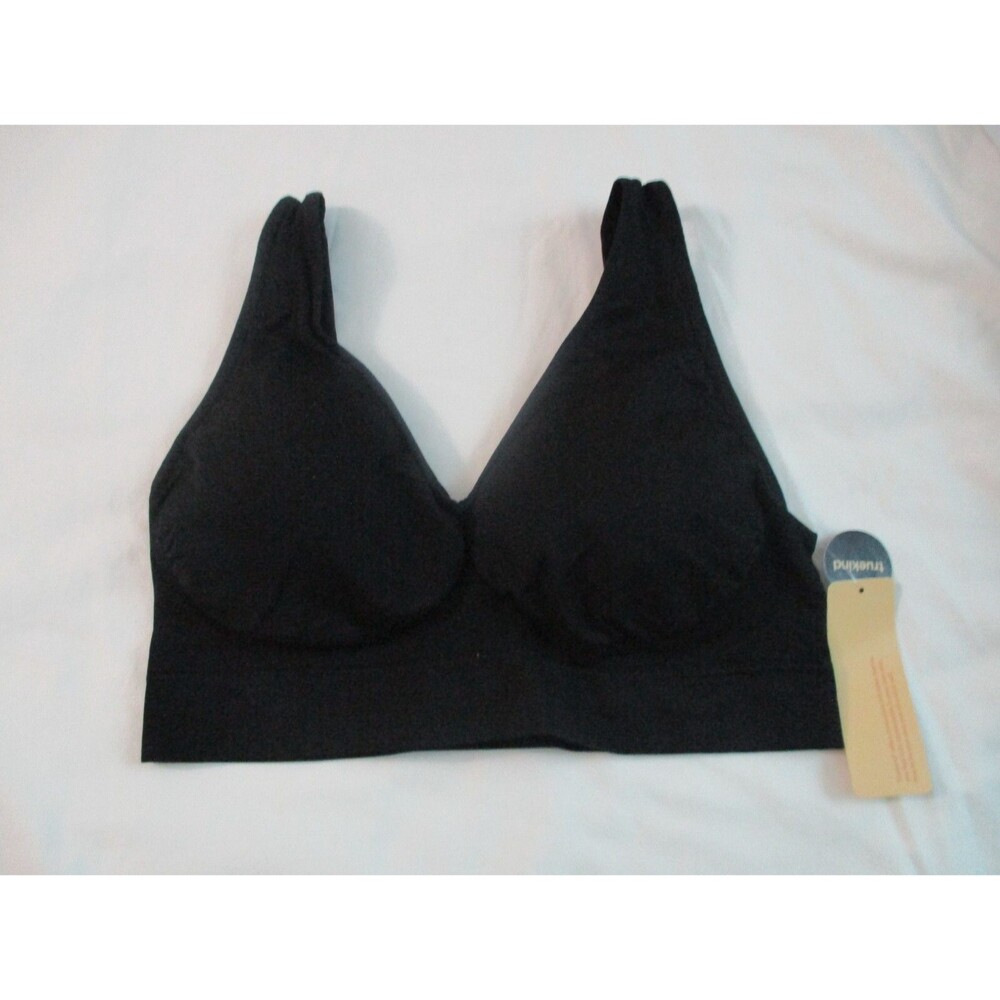 Truekind Womens Sz 2XL Everyday Essential Throw-on Wireless Bra Black 10001